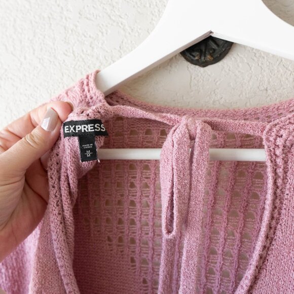 Express Sz Medium Dusty Pink Open Knit Back Sweater Long Sleeve Pullover - Picture 2 of 8